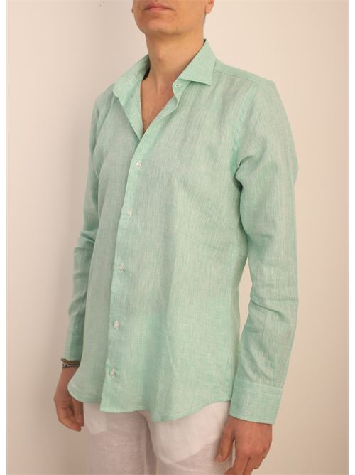 Camicia da uomo in lino verde chiaro Linen Color Capri | CAMICIALINOBASICVERDE